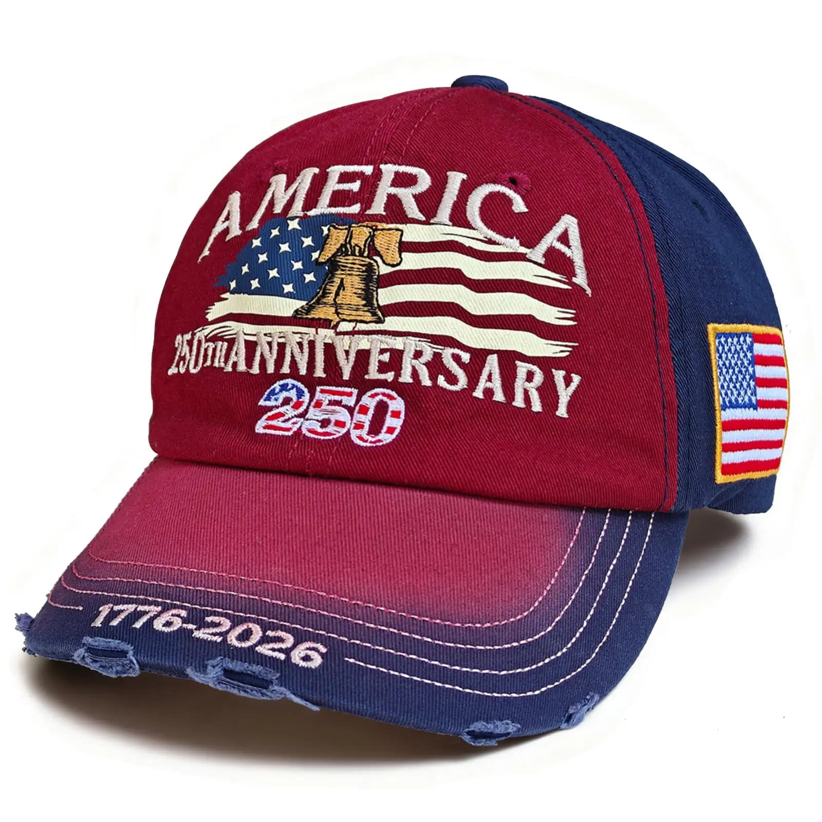 

250th Anniversary USA Hat 250 Year American Patriotic Retro Baseball Caps United States Adjustable Embroidered Cap America Gifts