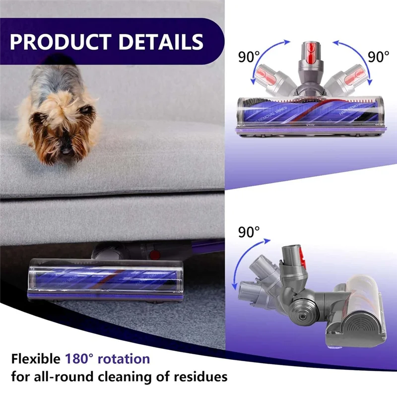 

Efficient-Upgrade Anti-Tangle Cleaner Head For Dyson Digital Slim/V12 Detect Slim Vacuum Attachments For Carpets Hardwood Floor