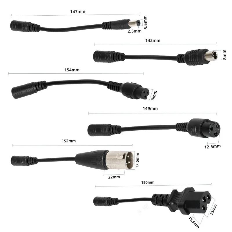 Universal Charger for E-Scooter, 54.6V 2A DC2.1 Power Supply Fast Charging for Lithium Battery & E-Scooter Optional 6 Adapters