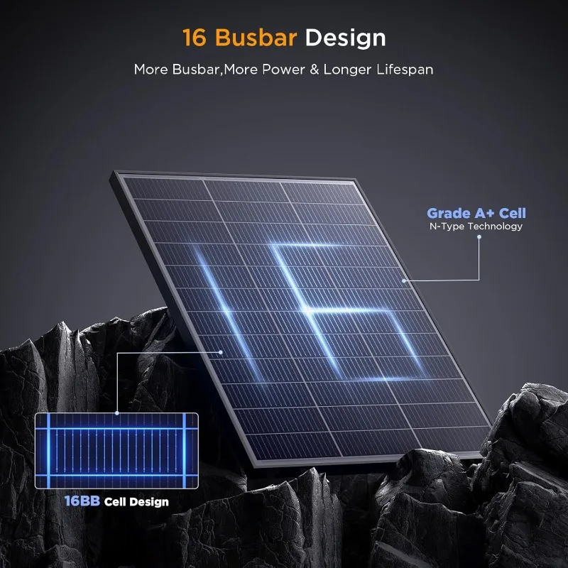 Pannello solare 16BB da 200 Watt, pannello solare compatto da 2 pezzi 12V 100W, moduli fotovoltaici monocristallini ad alta efficienza del 25%, ideale per R