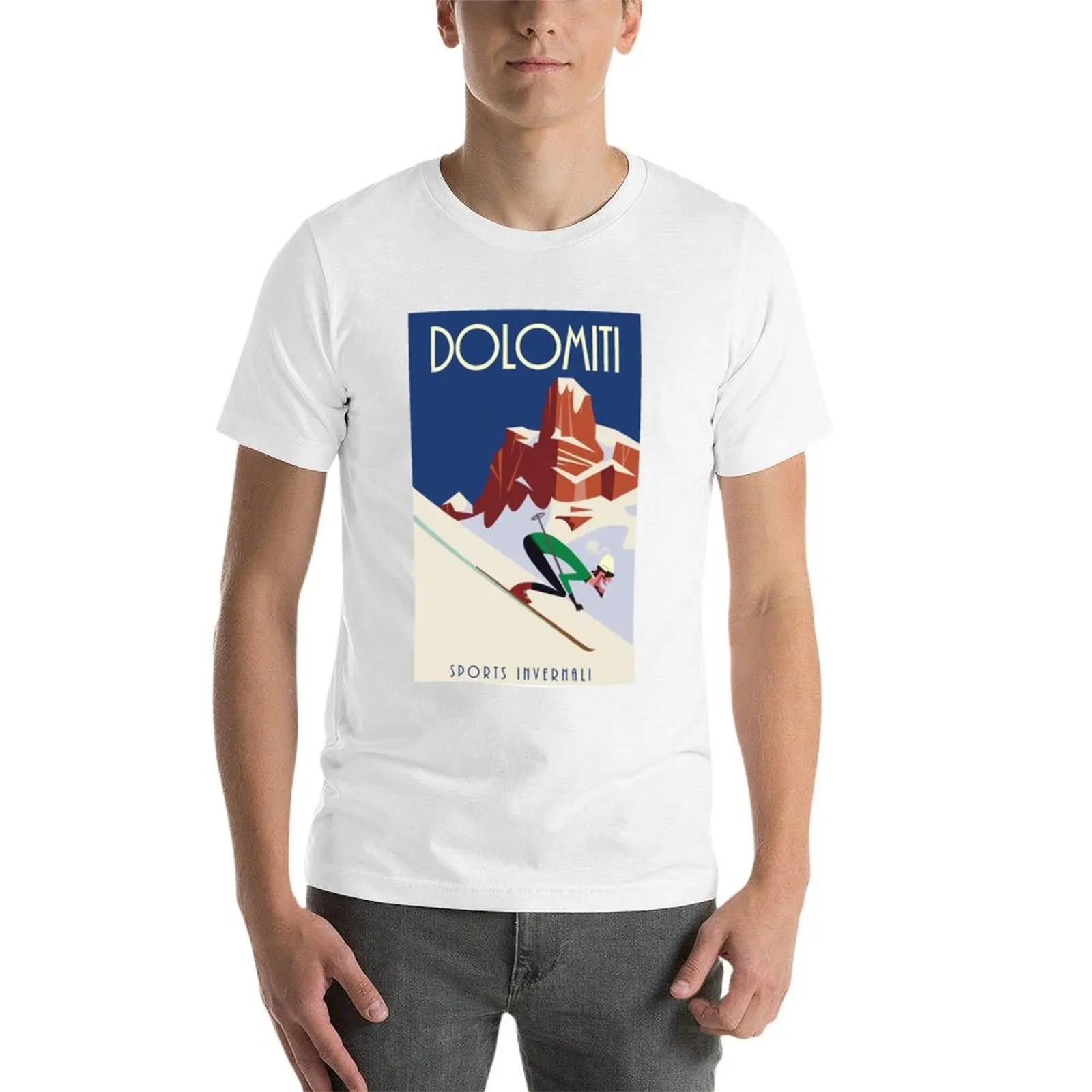 Dolomites ملصق تي شيرت تي شيرت رجل مصمم مضحك تي شيرت القطن تي شيرت