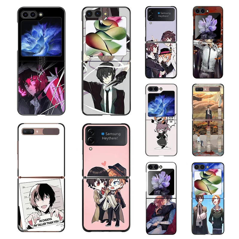 Phone Case For Samsung Z Flip 6 5 4 3 Galaxy ZFlip6 5G Flip5 Flip4 Anime Bungou Stray Dogs Black Hard Camera Protective Cove