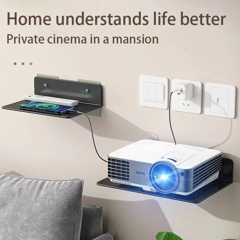 without Drilling Gap Standing Shelves Organizer Projector Bracket Camera DVD Player Holder Floating Wall Router Tv Storage Box