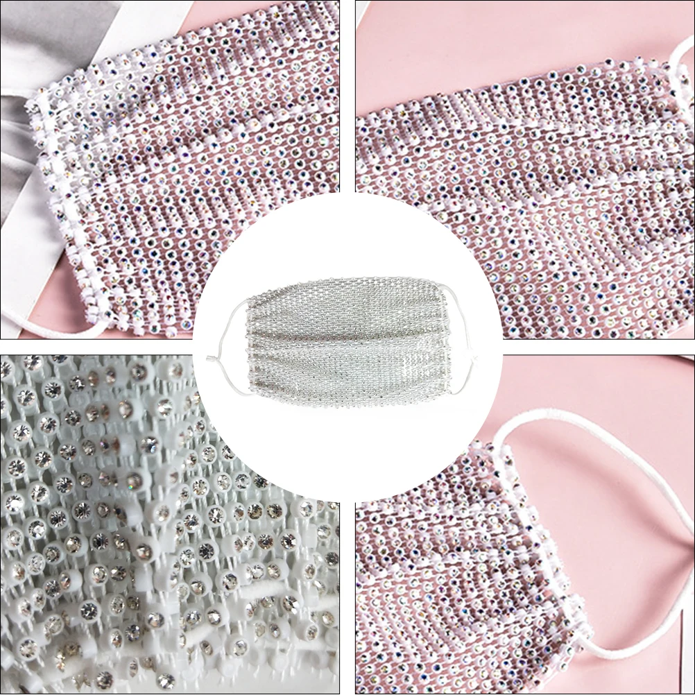 

Water Drill Mask Creative Mouth Cover Rhinestone Decorative Face Decorate Outdoor Exotic Bride