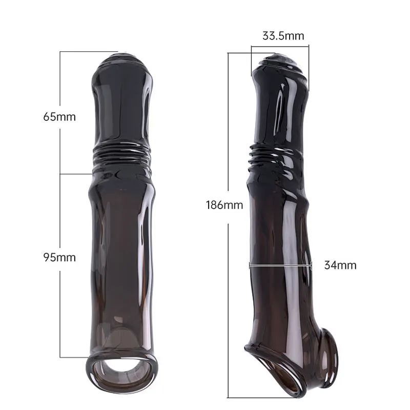 Reusable Penis Sleeve Vibrator Penis Ring Penis Enlargement Extension 2.75 Inch Clear Cock Ring Extender Dick Enlarger for Men