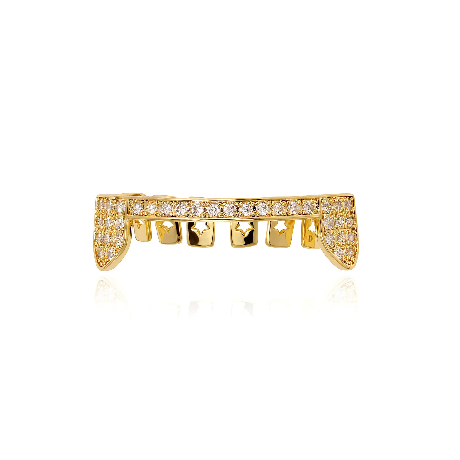 Slim Grillz Teeth Jewelry CZ Bling Gold Silver Tone Hip Hop Mouth Grillz Streetwear Fashion Accessories Wholesale Dropshipping