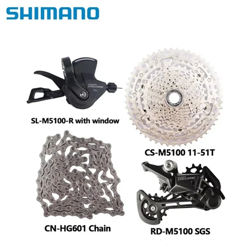 Imagen 2 del producto SHIMANO DEORE M5100 M5120 grupo de 11 velocidades MTB palanca de cambios para bicicleta de montaña Dearilleur trasero 42T 51T cadena de Cassette bicicleta 11v parte