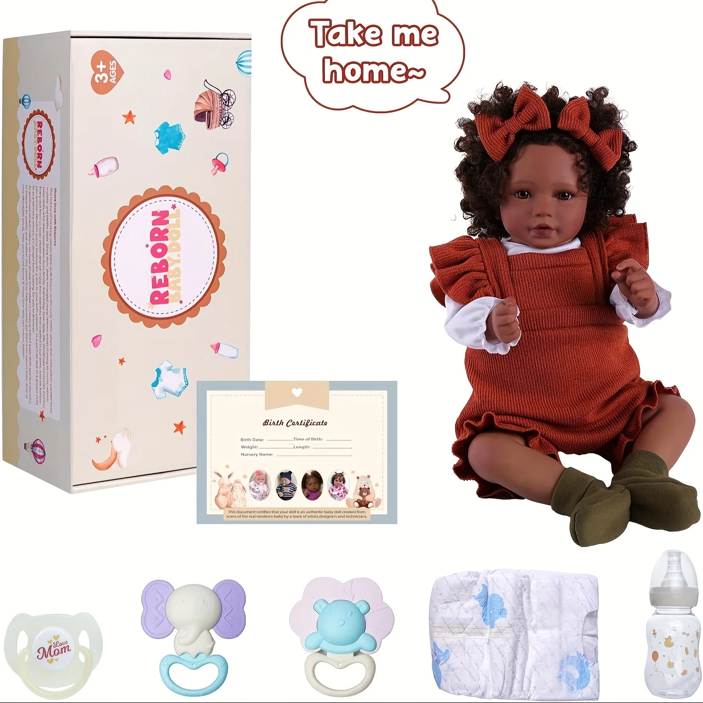 20인치 실물 같은 다시 태어난 아기 인형 소녀 - 옷과 장난감 선물이 포함된 부드러운 몸체의 사실적인 신생아 인형