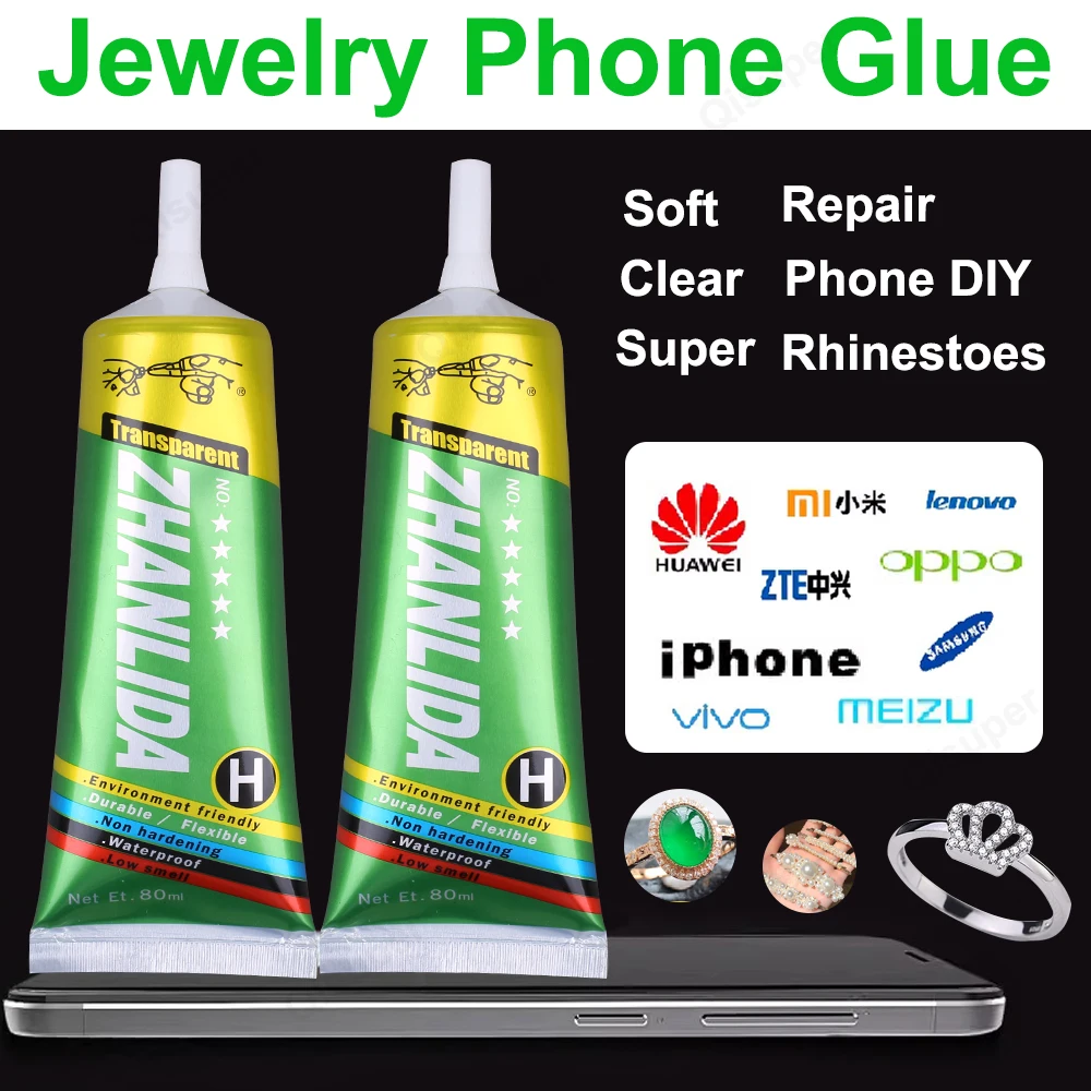 Zhanlida cola com ponta de precisão para telefone eletrônico strass jóias couro têxtil roupas artesanato super adesivo bond