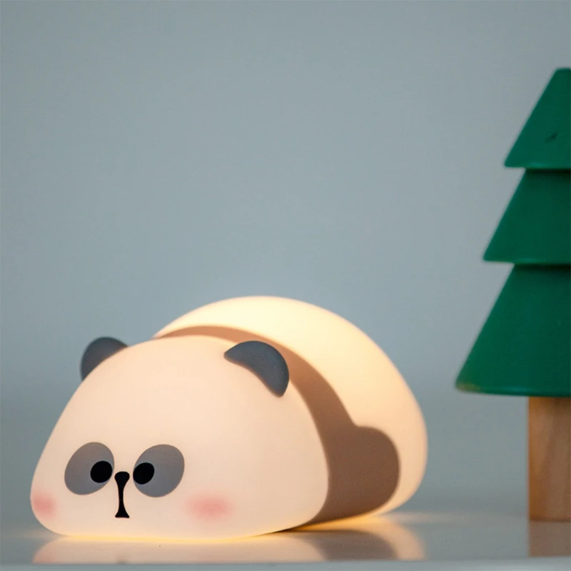 Panda Night Light Panda Animal Lamp 3 Level Dimmable Silicone Touch Night Light For Room Decor