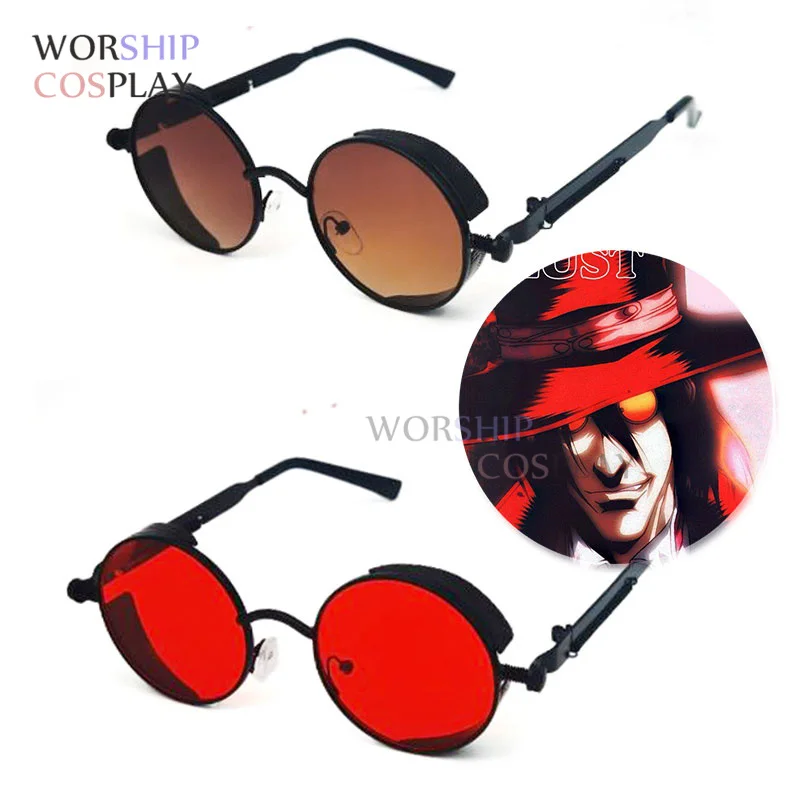 2 style Alucard okulary Cosplay Hellsing okulary przeciwsłoneczne metalowe okulary przeciwsłoneczne Halloween karnawał przebranie na karnawał akcesoria