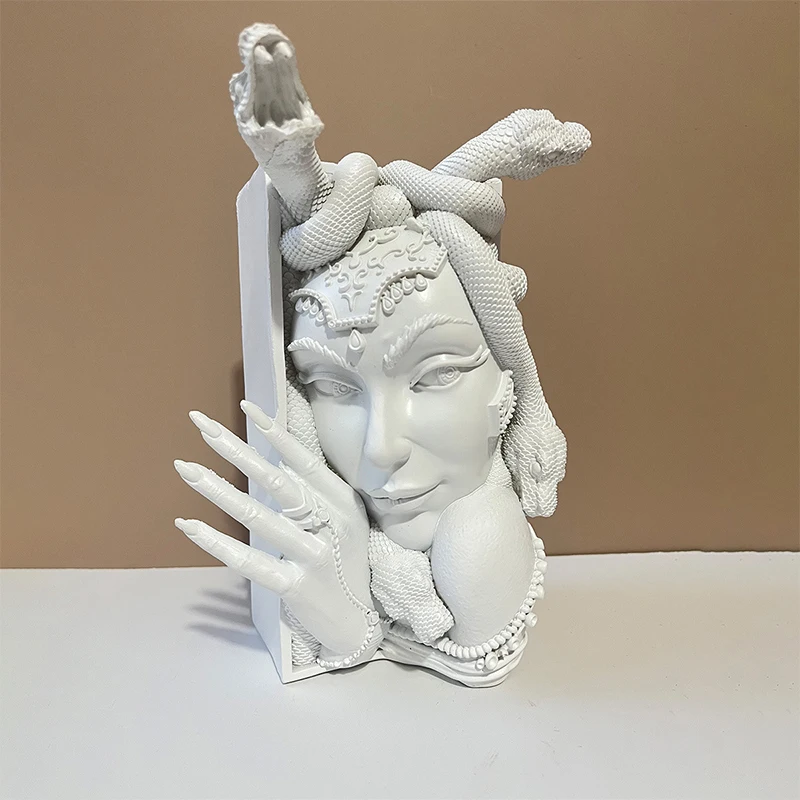 Hars Medusa Hoofd Boekenhoekje Decoratieve Boekensteunen Unieke Slang Vrouwen Gezicht Boek Eindigt Zware Boekenstopper Voor Thuiskantoor Bureau