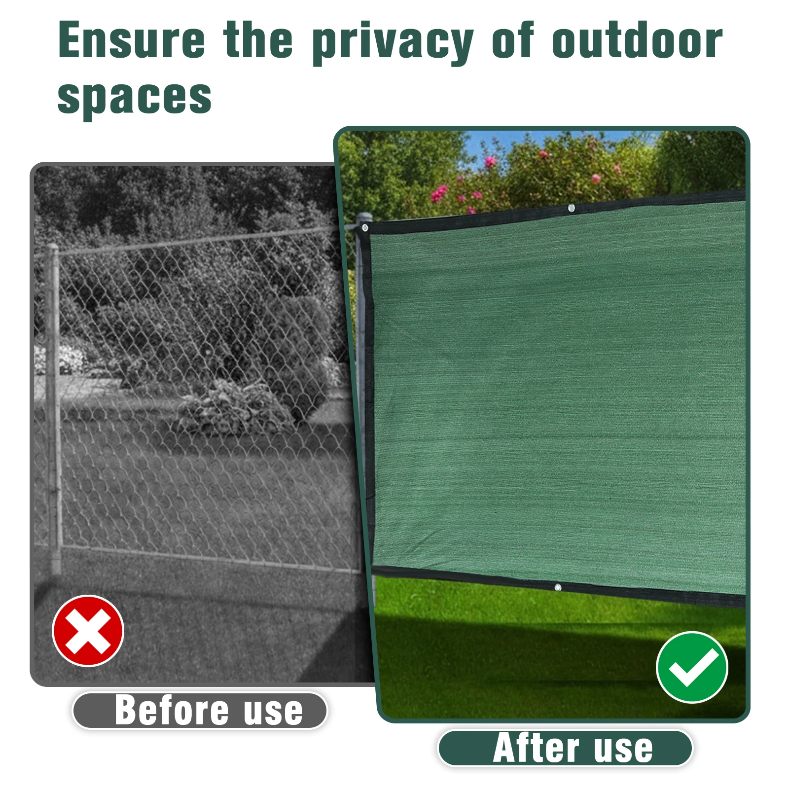 

Затеняющая сетка для ограждений 1,22 м x 137,7 м, 90% затенения, с усиленными креплениями и металлическими люверсами для наружных стен, сада, двора, заднего двора