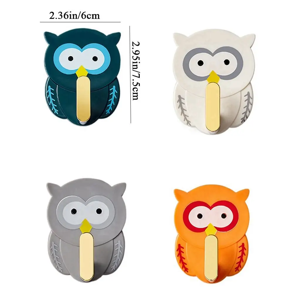 Portable Plastic Owl Hook Small Punch-free Key Bag Hanger Hanging Self Adhesive Wall Storage Sticky Hook Backpack