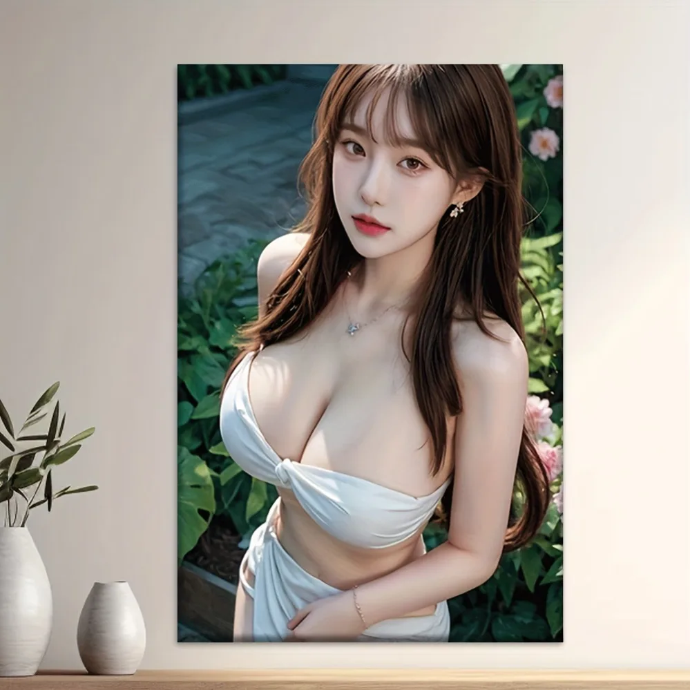 Lienzo abstracto vintage para pared, elegante mujer asiática en vestido blanco, decoración vertical para sala de estar, oficina, cafetería, cumpleaños, madre