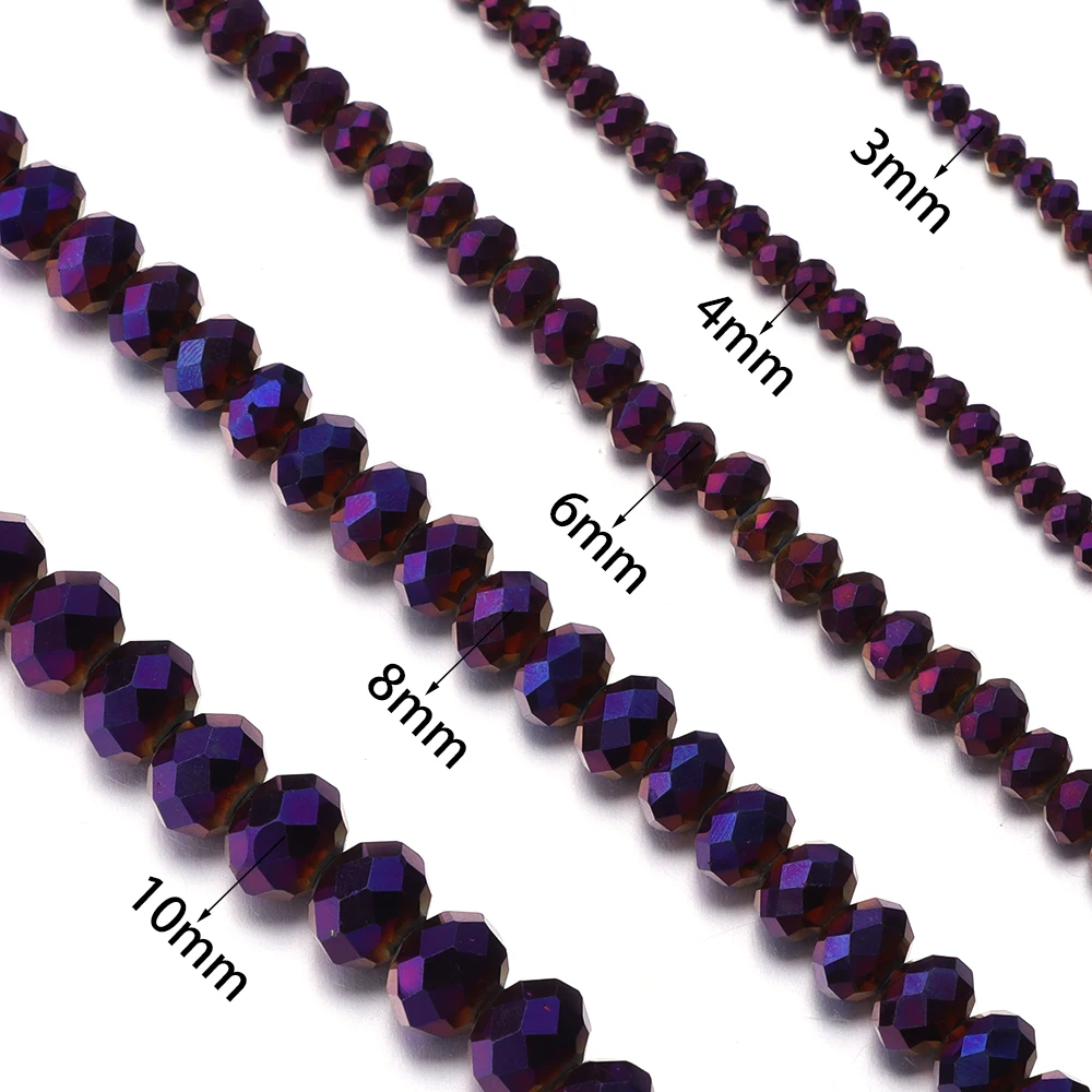 64-130 Stück/Set 3 4 6 8 10mm Rondell Facettierte Kristallglasperlen AB-Farbe Abakus-Perlen für Schmuckherstellung DIY Lose Abstandhalterperlen