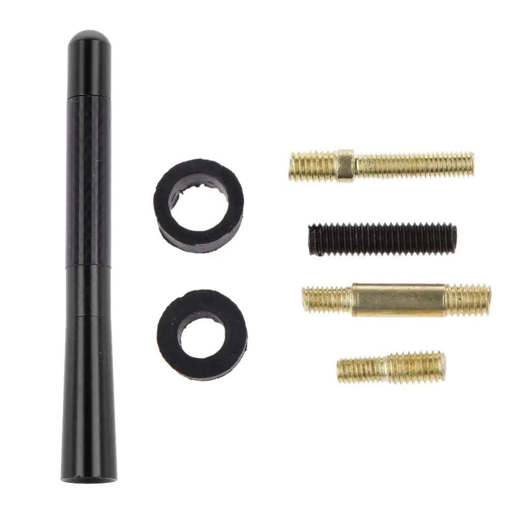 Mini antenna aerea corta universale per auto nera da 12 cm in fibra di carbonio