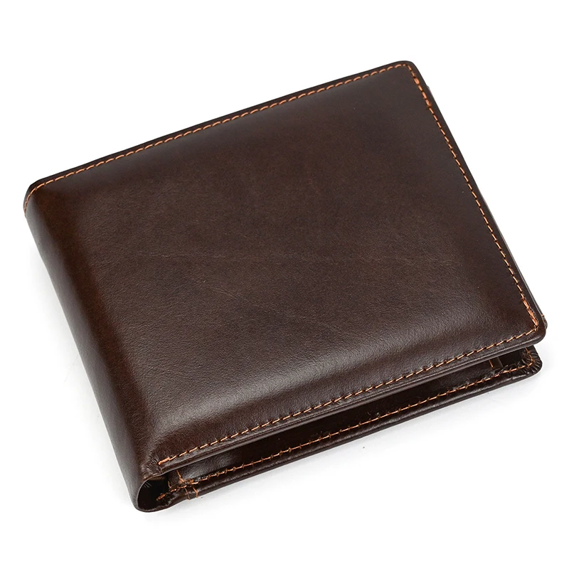 Cow Leather Men‘s Short Wallet Hasp Genuine Leather Unisex Women Zipper Coin Clutch Purse Cowhide Card Holder Trifold Man wallet