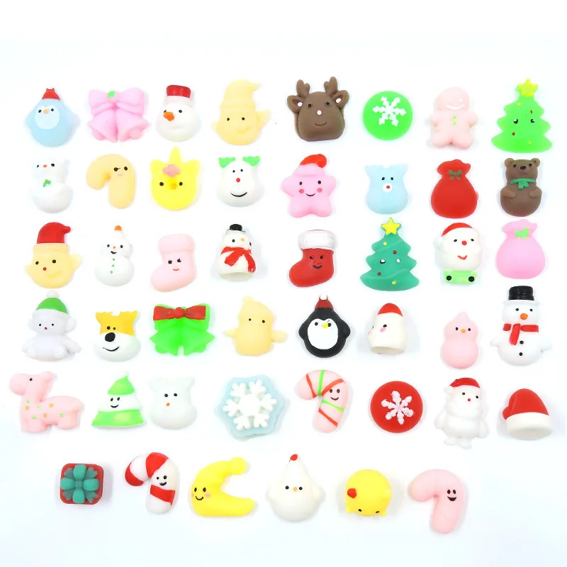 Mochi Squishy Squishies Christmas Kawaii Assorted Stress Relief Toy Mini Snowman Sock Unicorn Gift Birthday Holiday Set for Kids