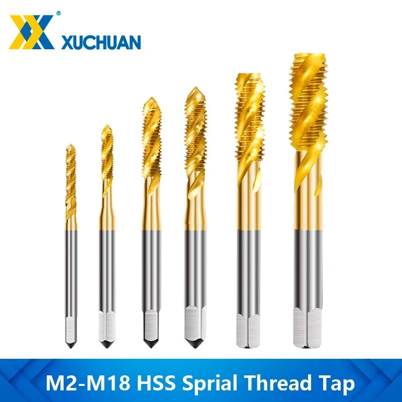 

HSS Sprial Machine Plug Tap M2-M18 Thread Tap Titanium Coated 6542 Screw Tap Sprial Srew Tap Metric Tap Hand Tool