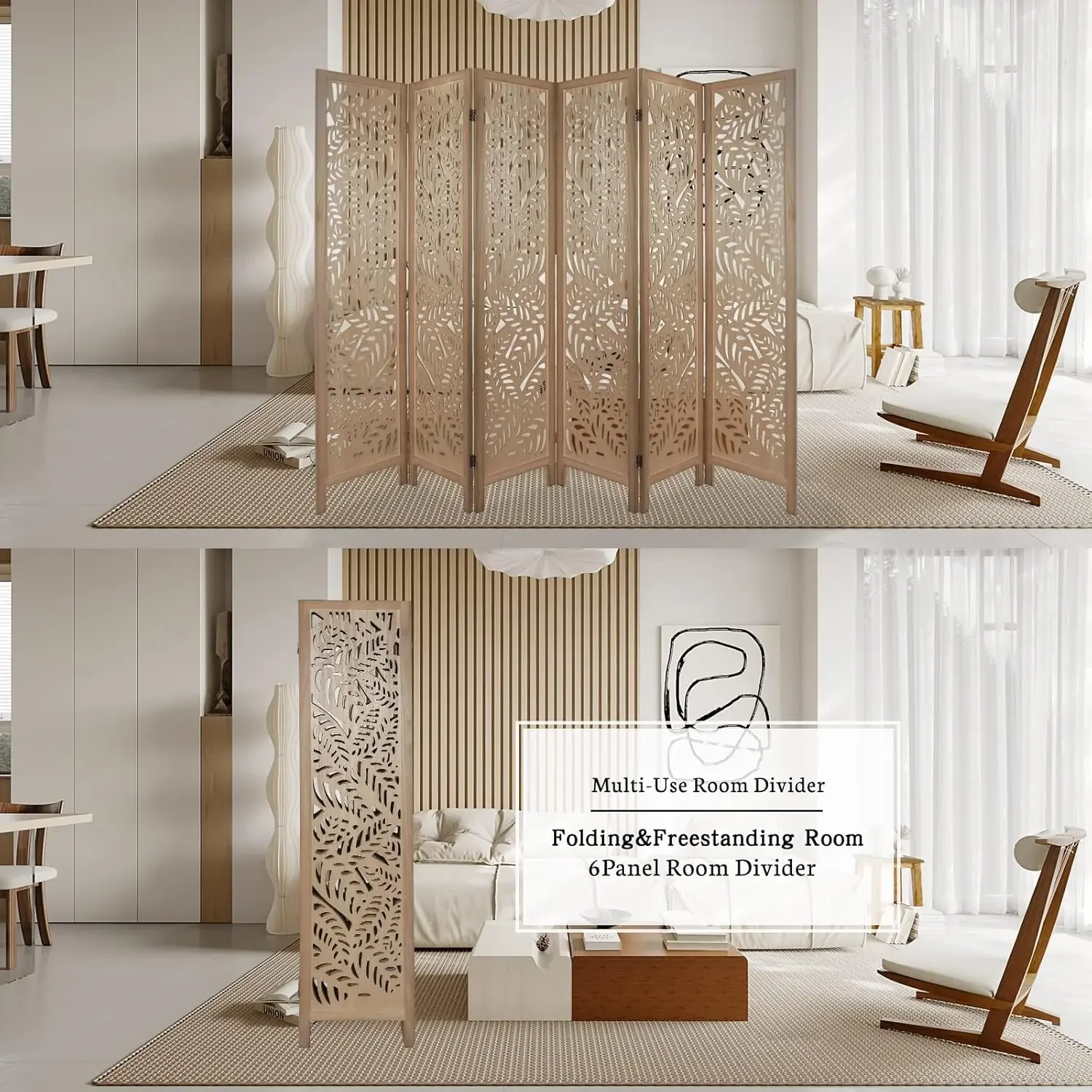 ตัวแบ่ง, ตัวแบ่งไม้ 6 แผง และหน้าจอความเป็นส่วนตัวแบบพับได้, ฉากกั้นห้องฉากกั้นแบบอิสระสําหรับ