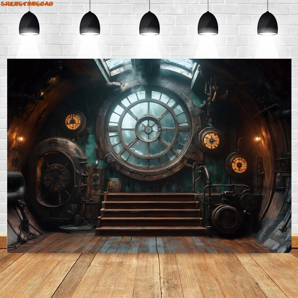 Retro Factory Clock Backdrop Baby Kids Family Christmas Eve New Year's Party Portrait Photography Background Decor Photo Studio