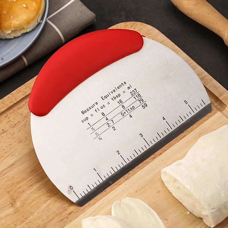 Dough Scraper Bread Pizza Dough Cutter Pastry Scraper Stainless Steel Bench Scraper Dough Knife Chopper Baking Kitchen Gadgets