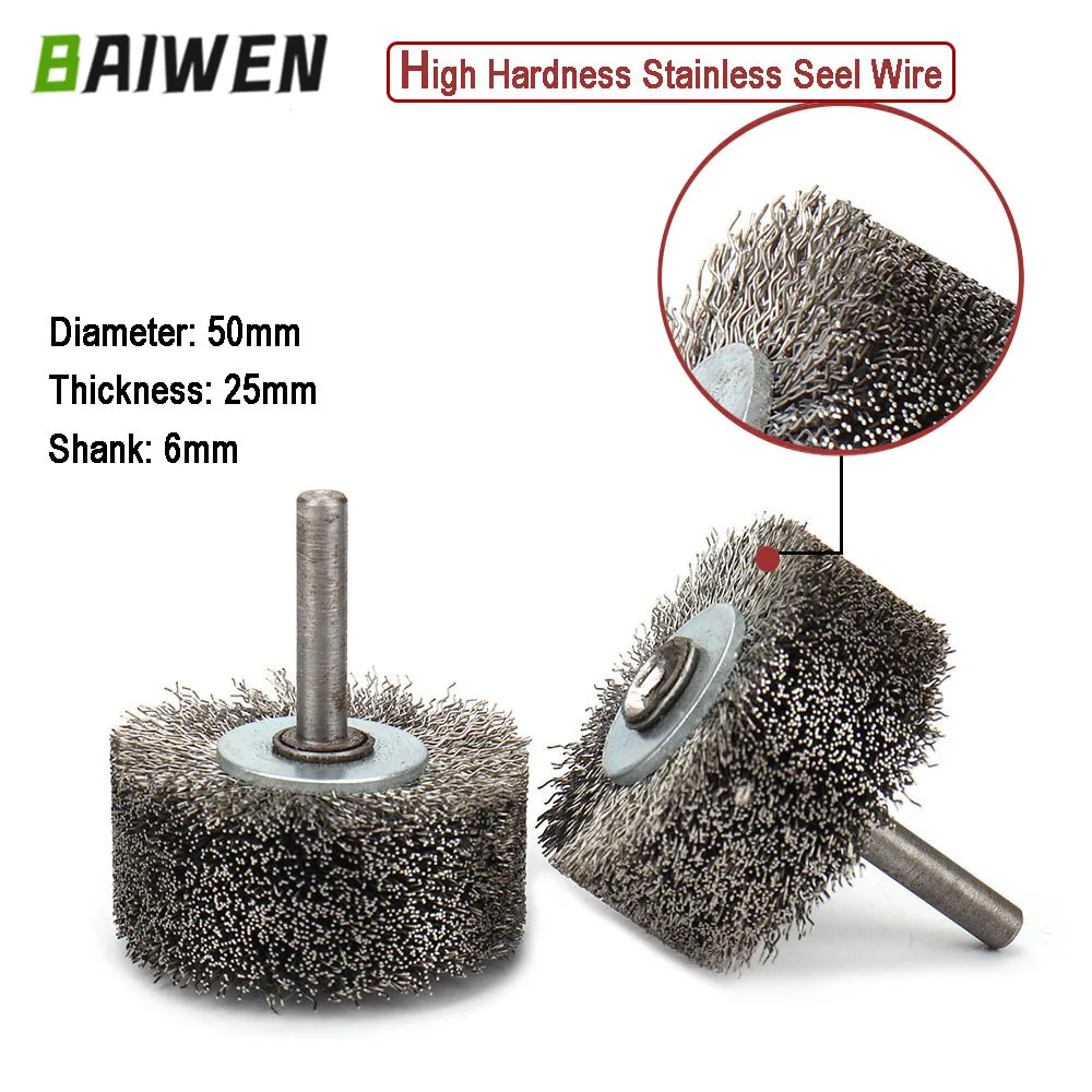 Escova da Roda do Fio de Aço Ferramentas Giratórias Dremel para a Broca Remoção da Oxidação do Metal Lustro 50×25 mm