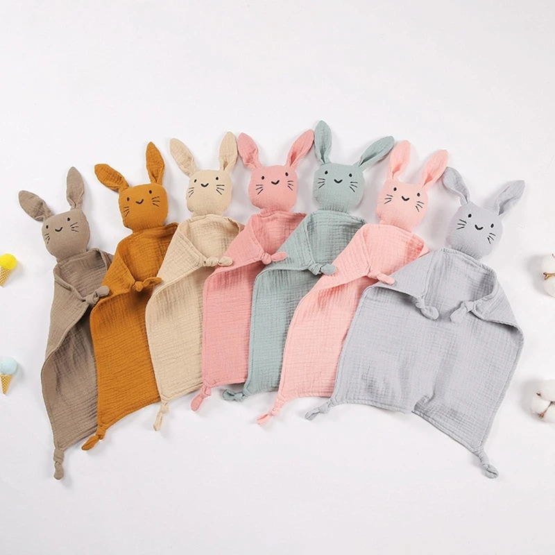 Baby Security Blanket Soothe Appease Towel Soft Cotton Muslin Bib Animal Rabbit  Teething Comforter Blanket Dropshipping