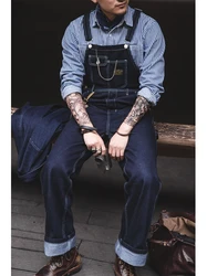 Firmranch Men/Women Denim Jeans For Men Retro Primary Overalls Amekaji Suspenders American Vintage Style Jeans Homme Original