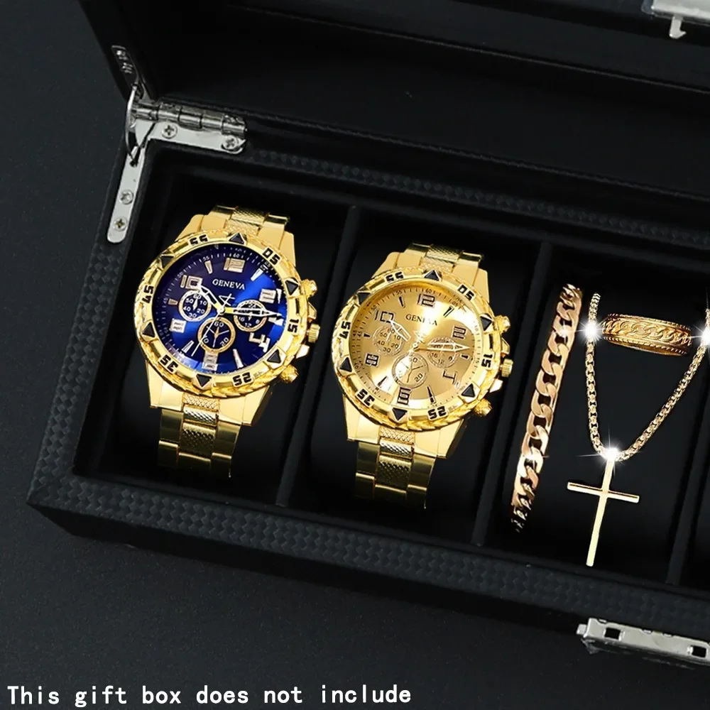

2026Blue light glass men's watch steel strap quartz watch three eye business casual watch