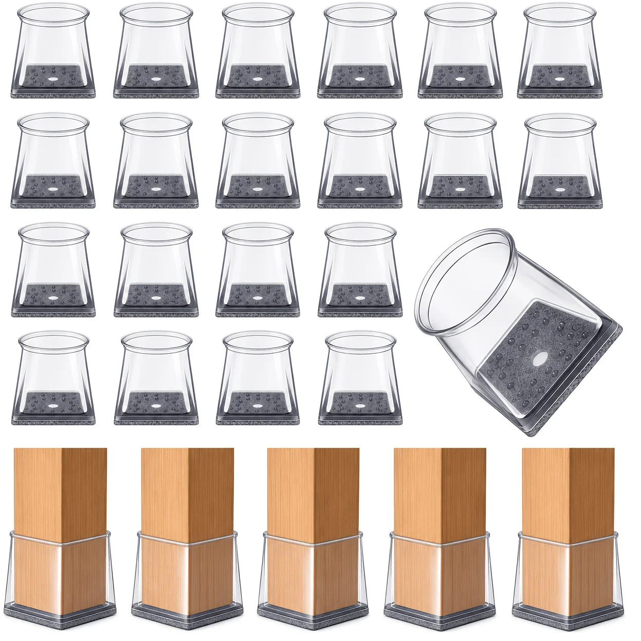 16/32PCS Chair Leg Floor Protectors for Hardwood Floors, Thick Silicone Rubber Covers, Scratch-Resistant & Noise Reducing