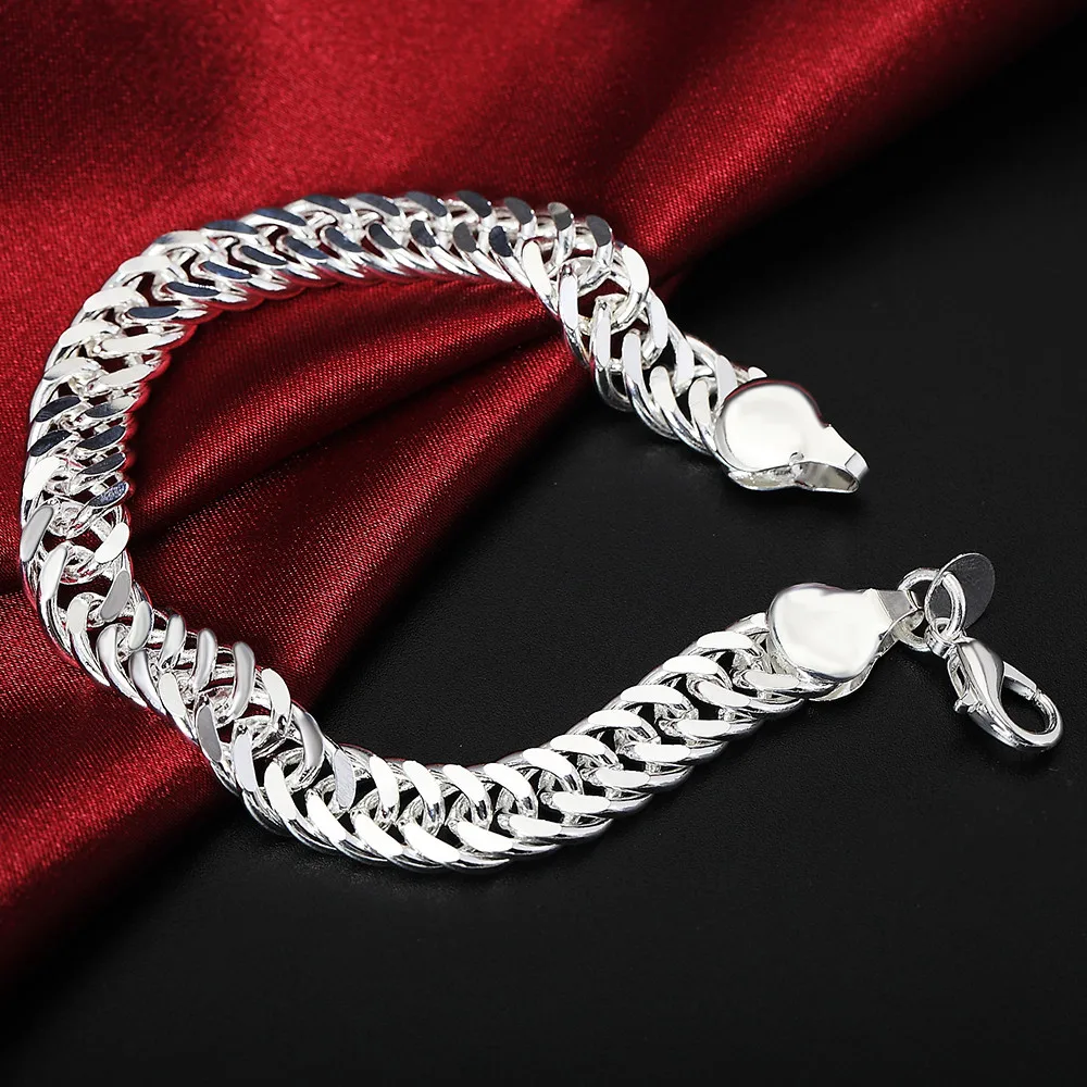 925 Sterling Silver 10MM 8 Inches Soft Snake Chain Bracelet For Women Men Punk Fashion Wedding Party Jewelry Gift Wholesale