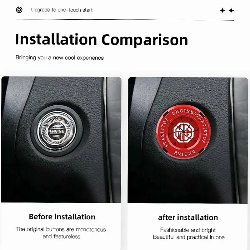 Car Engine Start Stop Button Cover Auto Ignition Trim Ring Car Push Start Cap For MG ZS MG4 EV MG HS MG3 MG5 EV Marvel R MG ONE