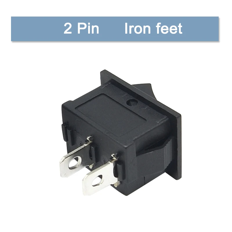 Miniinterruptor de botón negro, interruptor basculante de encendido/apagado, 21MM x 15MM, 6A-10A, 110V, 250V, KCD1, 2 pines, 10 unidades por lote