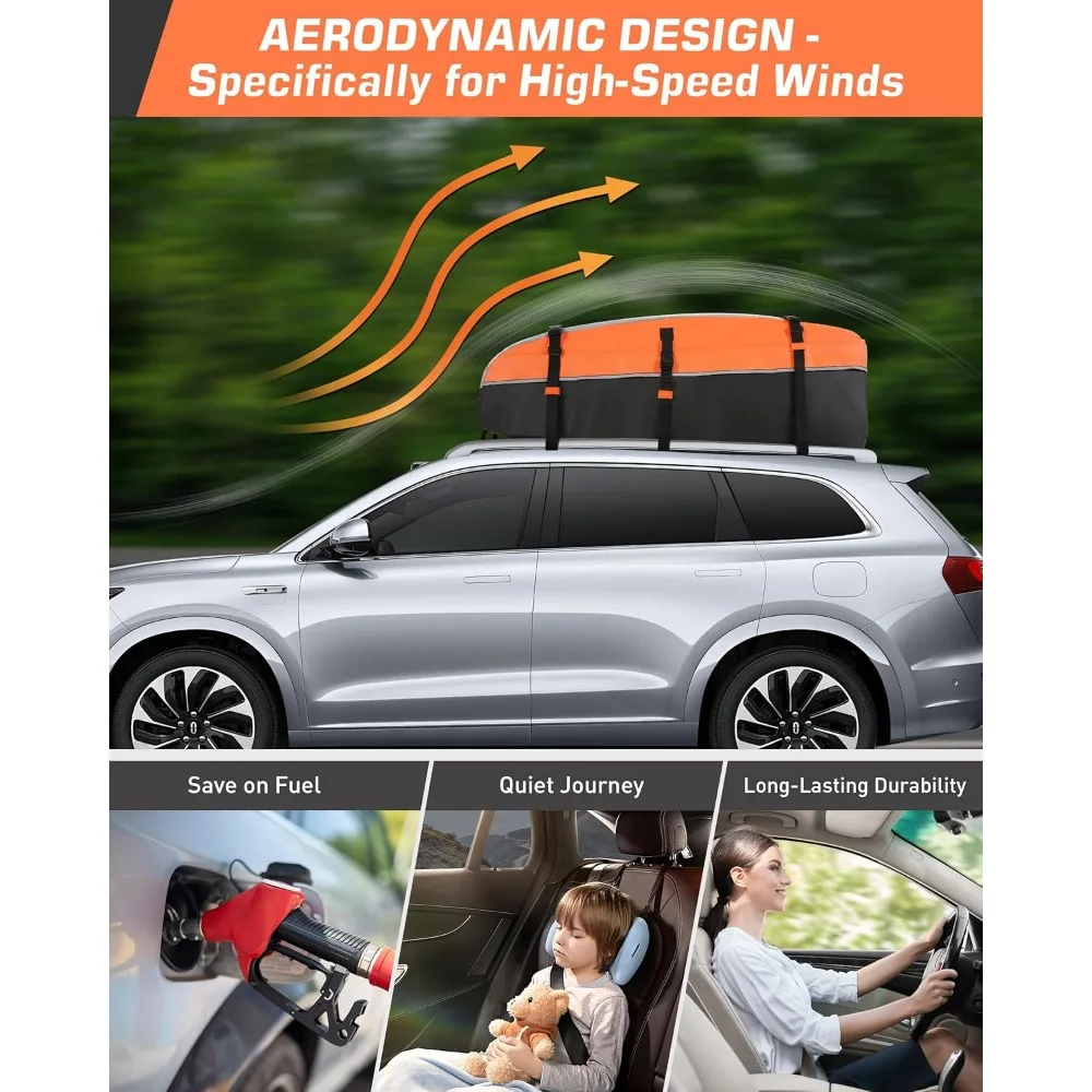 Sailnovo Car Rooftop Cargo Carrier Bag 21 Cubic, PVC Vehicle Soft-Shell Car Top Carrier for Cars with/Without Roof Rack, Waterpr