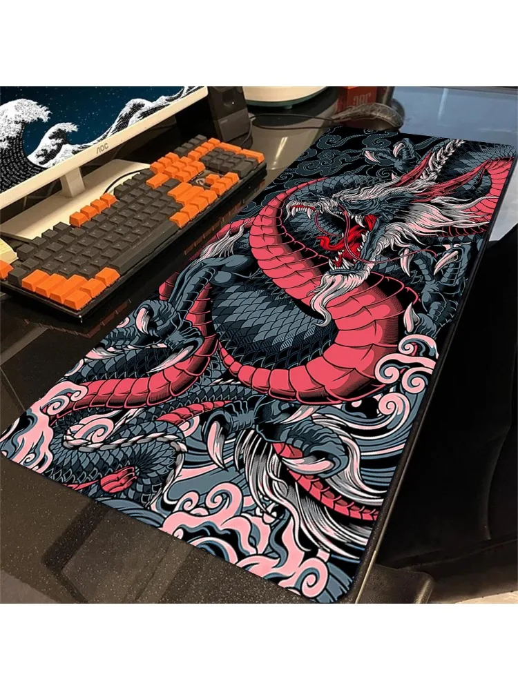 Tapis de souris de jeu Dragon japonais, grands accessoires de jeu, tapis de bureau imprimé HD, clavier d'ordinateur de bureau, XXL, PC Gamer, ordinateur portable