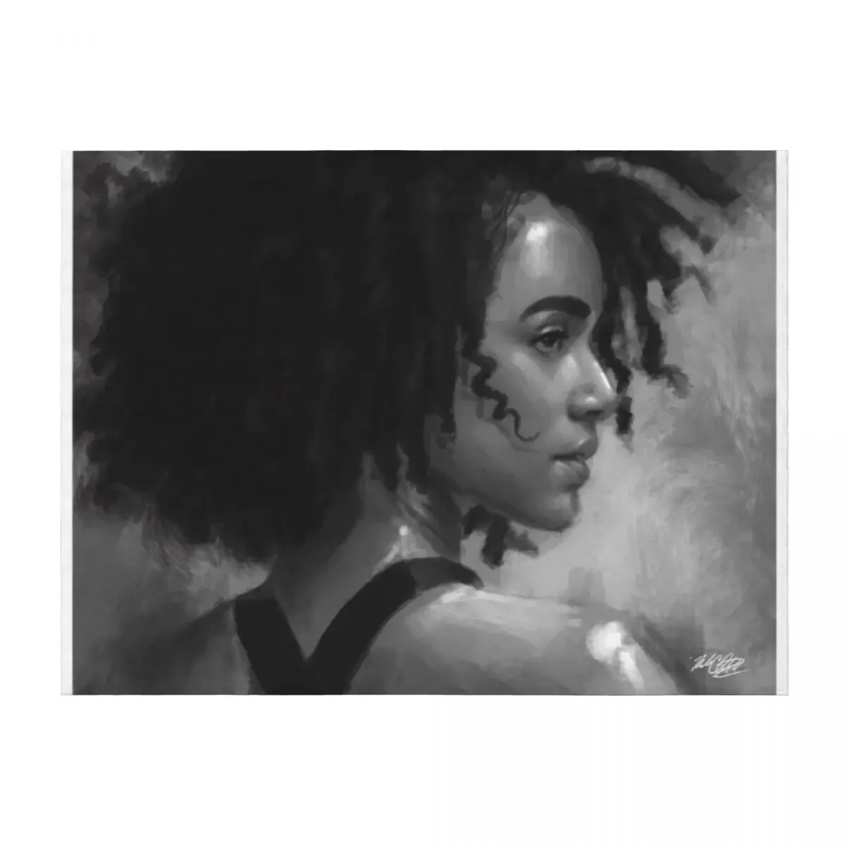 

Nathalie Emmanuel Charcoal Throw Blanket Sofas Flannel Fabric manga Flannel Blankets