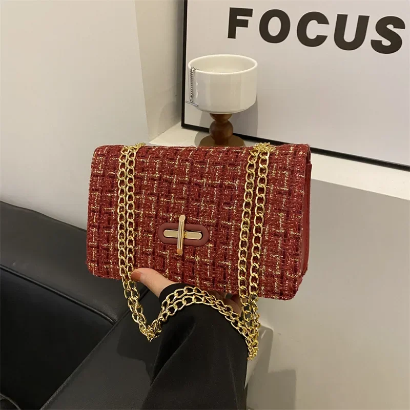 Bao High-quality Shoulder Crossbody Bag Small Square Shoulder Bag 2024 New Women\'s Armpit Fragrance Tweed Chain Shoulder Bag