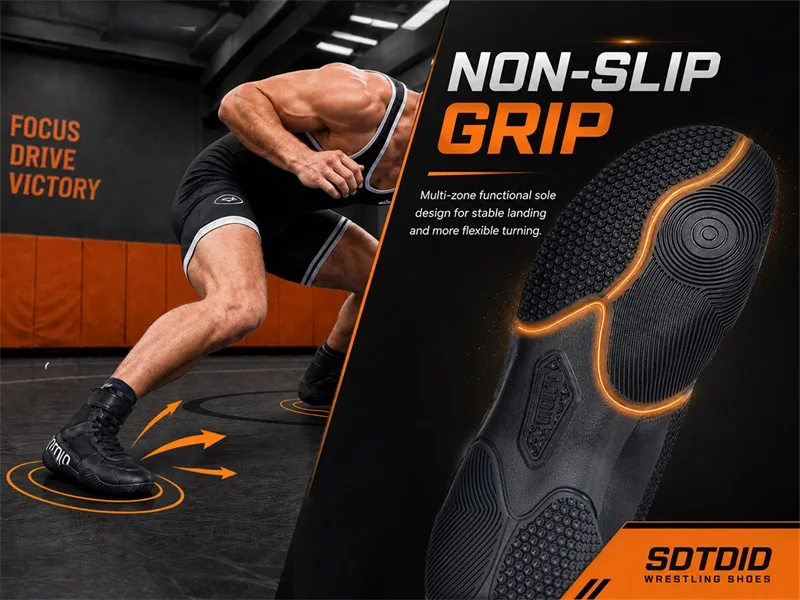 Neue große Wrestling-Schuhe für Herren, atmungsaktive Boxschuhe aus Mesh, rutschfeste, verschleißfeste Sneaker, modische, lässige, hohe Sportschuhe – Detail 3