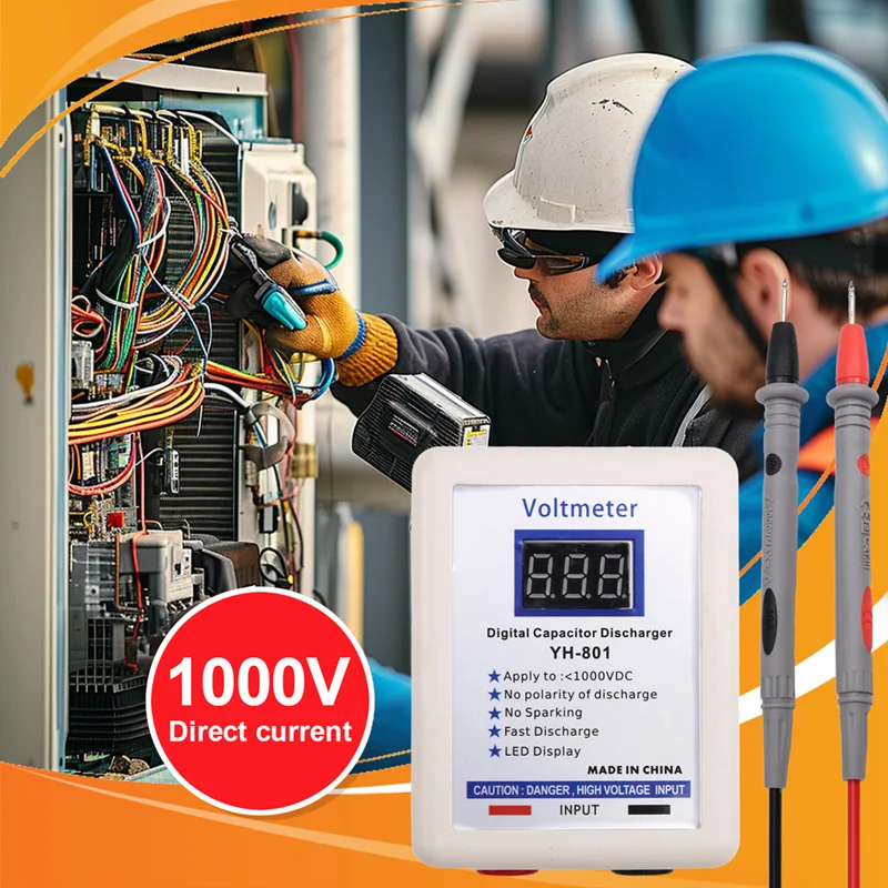 DTA6 1000V Digital Capacitor Discharger, Voltmeter Fast Discharging Tool, Safe Discharge Pen for Electronic Repair, No Spark