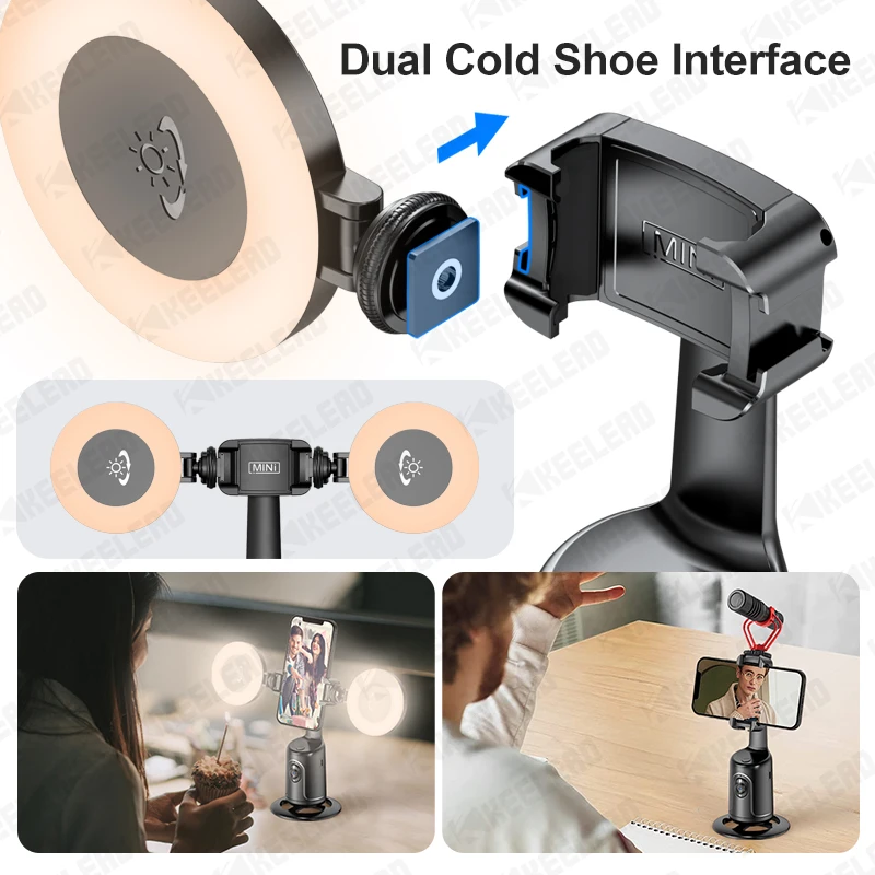 360 Rotation Desktop Tracking Gimbal Stabilizer, AI Following Face Tracking Shooting Gimbal for Smartphone Live P01 Pro