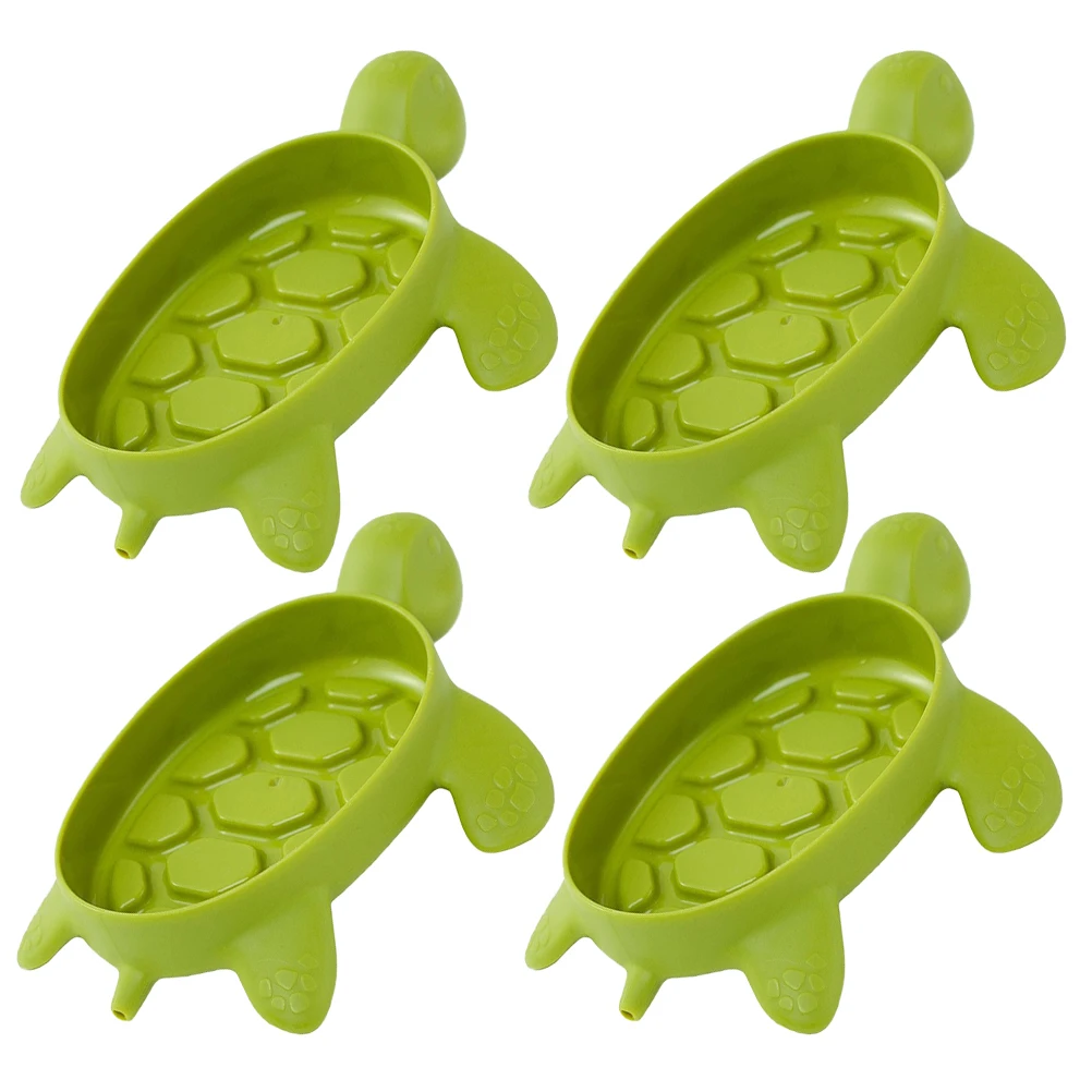 

4pcs Cartoon Tray Shaped Soap Dish Cartoon Holder Green Draining Tray Bathroom Self Draining Soap Storage Holder