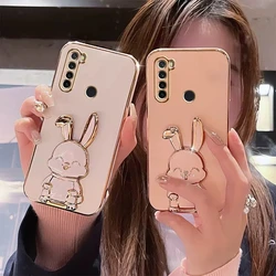 3D Cute Rabbit Trunk Phone Holder Plating Case for Xiaomi Redmi Note 8 2021 8T 7 5 Pro Stand Bracket Cover