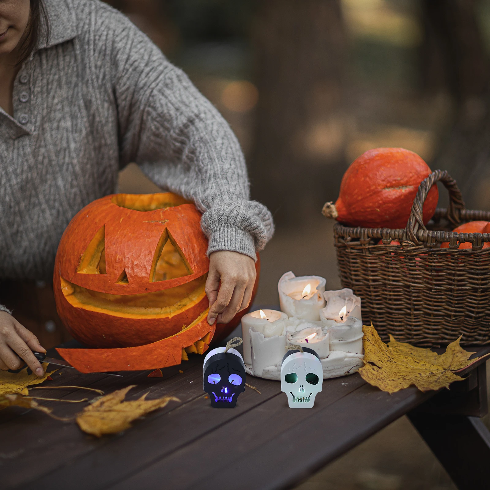 4Pcs Electronic C LED Halloween Halloween Light Decor Party Decoration Operated Tabletop Light Gift H held Lamp