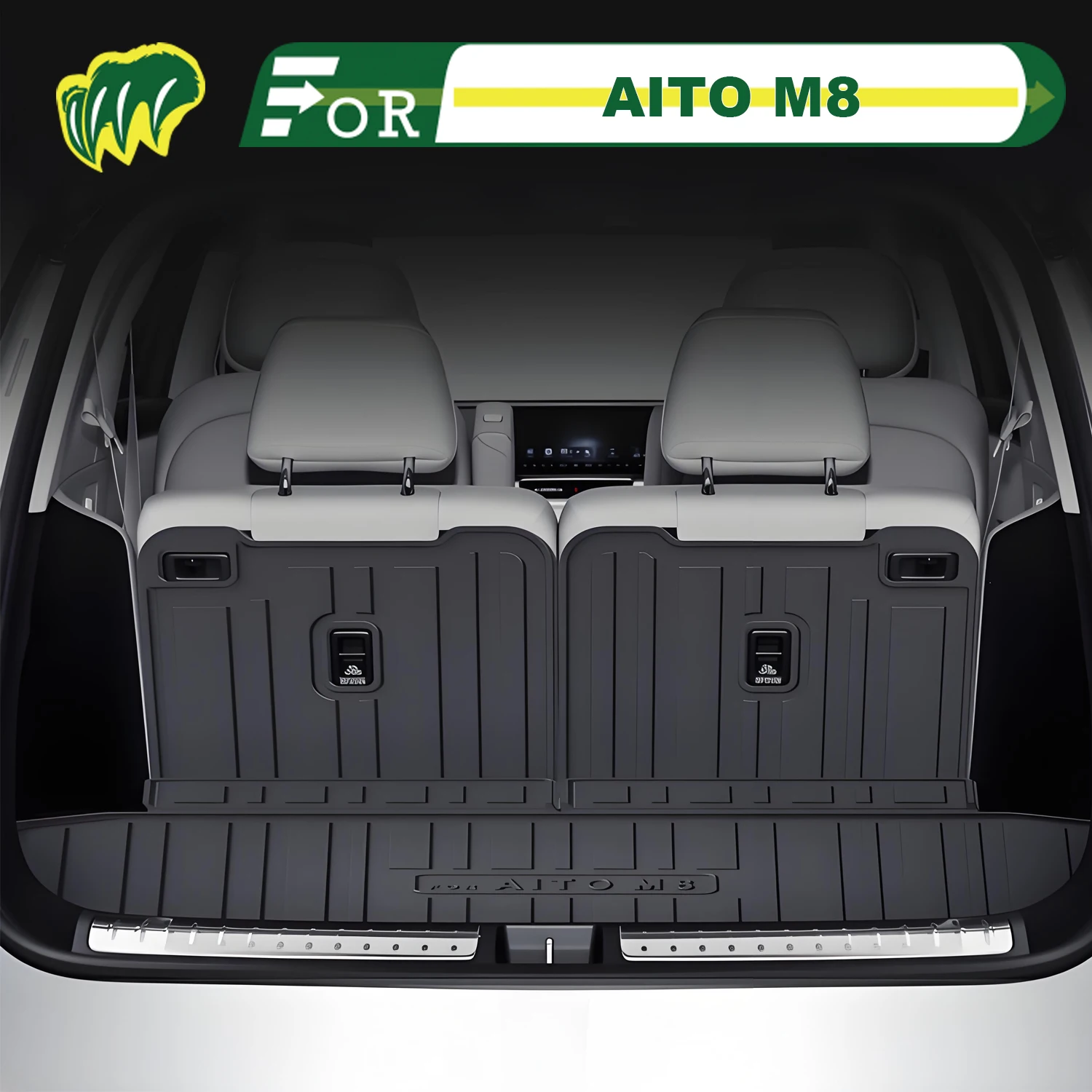 

Для AITO M8 2025 TPE индивидуальный коврик для багажника автомобиля, всесезонный коврик для груза, 3D-образный задний багажник, защитный коврик для спинки стула