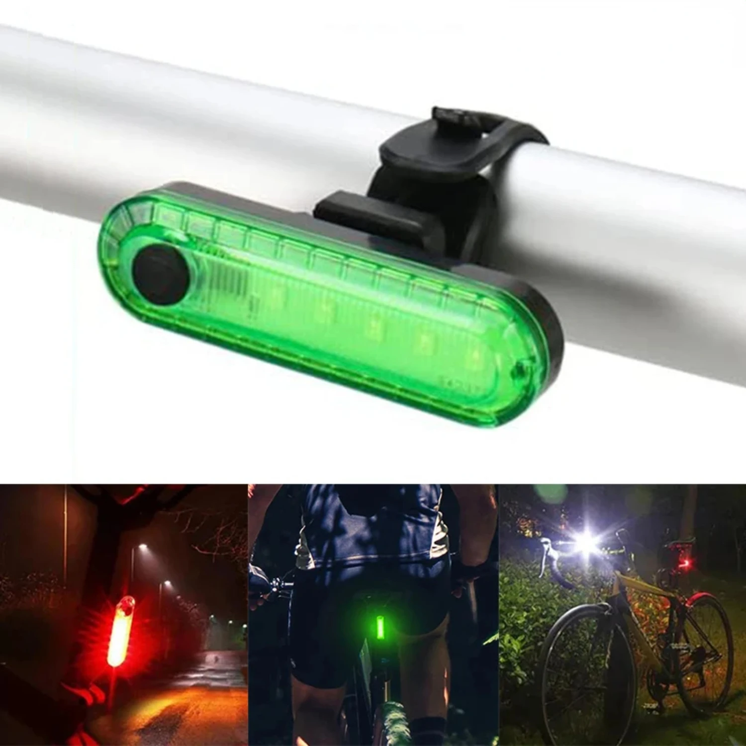 Bike Lighting Bicycle Light Front and Rear Lamp  Headlight Taillight Recharged Cycling Light Green Red White Light Bike light