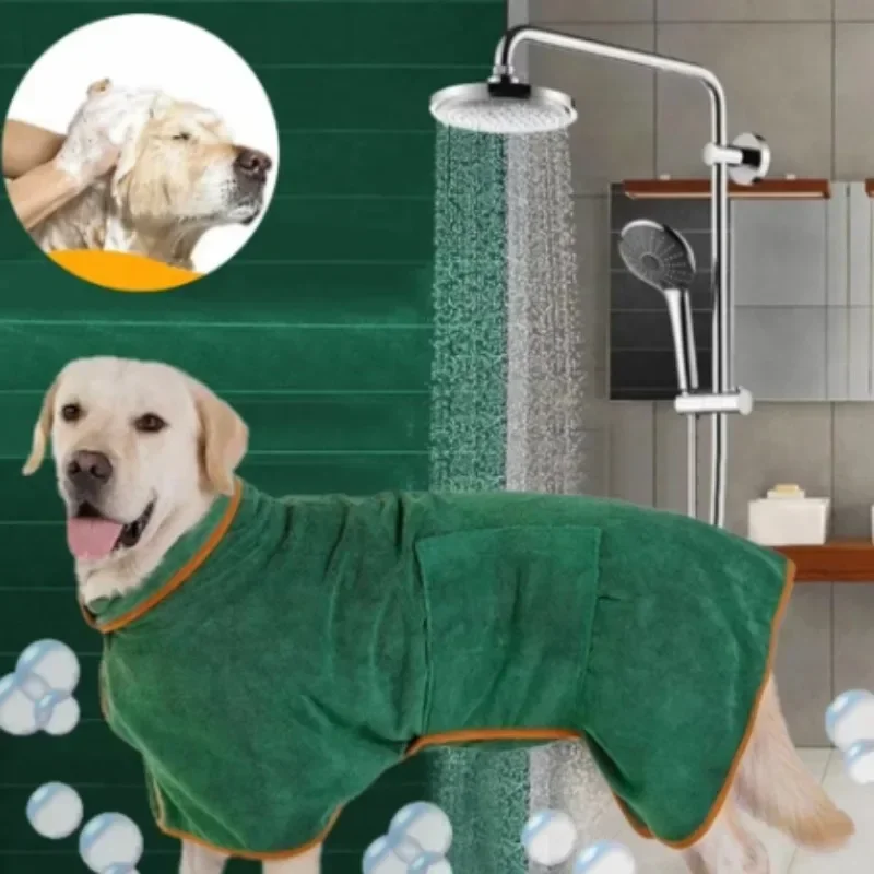 Dog Bathrobe Microfiber Quick Drying Bathrobe Bath Towels for Small Medium Large Dogs Cats Pet Clohtes Coat Dog Accessories