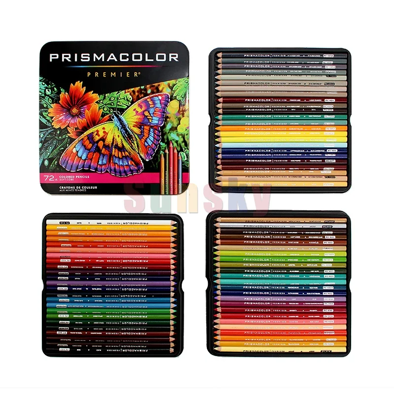 Original 24  36 48 72 150 Color Prismacolor Premier Color Art Drawing Pencil Oil  Soft Core in Iron Box Sanford Prismacolor