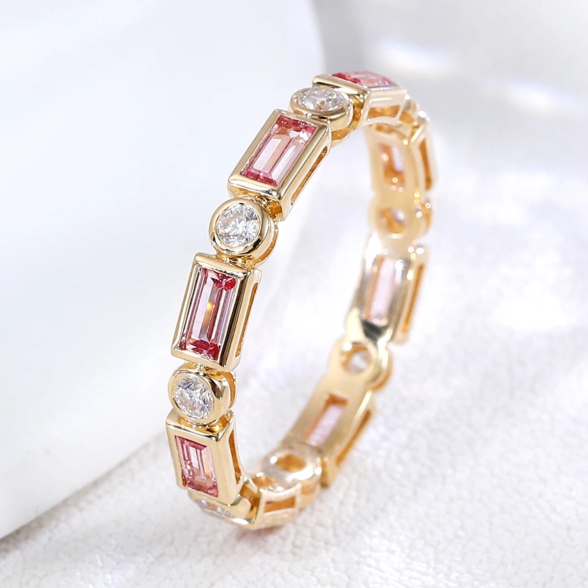 

Provence full band Ring 10K Solid Gold Lab gemstones Lab Diamonds Wedding ring Everyda ring Fine Jewelry Valentine's Day Gifts